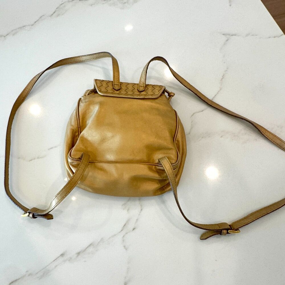 Bottega Veneta Intrecciato Mini Gold Leather Backpack - Picture 9 of 14